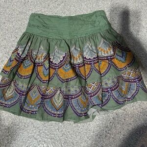 Anthropologie Let Me Be Me Green Tiered Women's Skirt SZ L